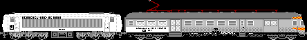 DE 2500 mit umgebauten Steuerwagen BDnrzf 740 als 'E-Lok' unterwegs. Der Urahn aller Drehstrom E-Loks