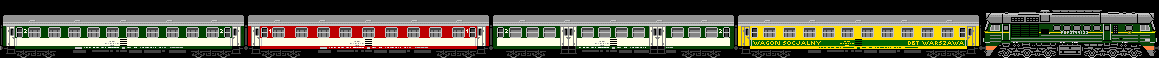 PKP ST 44 und Personenwagen Au, Bu, Bh and DBT Sozialwagen