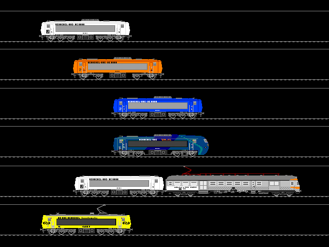 Die DE 2500 in allen ihren Varianten.
 1. 202 002-2 'Weißer Riese',
 
 2. 202 003-0 'Roter Ochse',
 
 3. 202 004-8 'Blauer Bock'
 
 4. 202 003.0 Umbau zur Schnellfahrlok bis 250 km/h 'UmAn'
 
 5. 202 002-2 mit Entfernten Dieselaggregat + Generator fest gekuppelt mit einem zum Trafowagen umgebauten Steuerwagen BDnrzf 740 der die Hochspannungseinrichtung für 15kV 16 2/3Hz enthält
 
 6. 202 002-2 als 1600P der NS. Da die NS unter 1,5kV Gleichstrom fährt war hier die Unterbringung der gesamten elektrischen Anlage in der Lok möglich